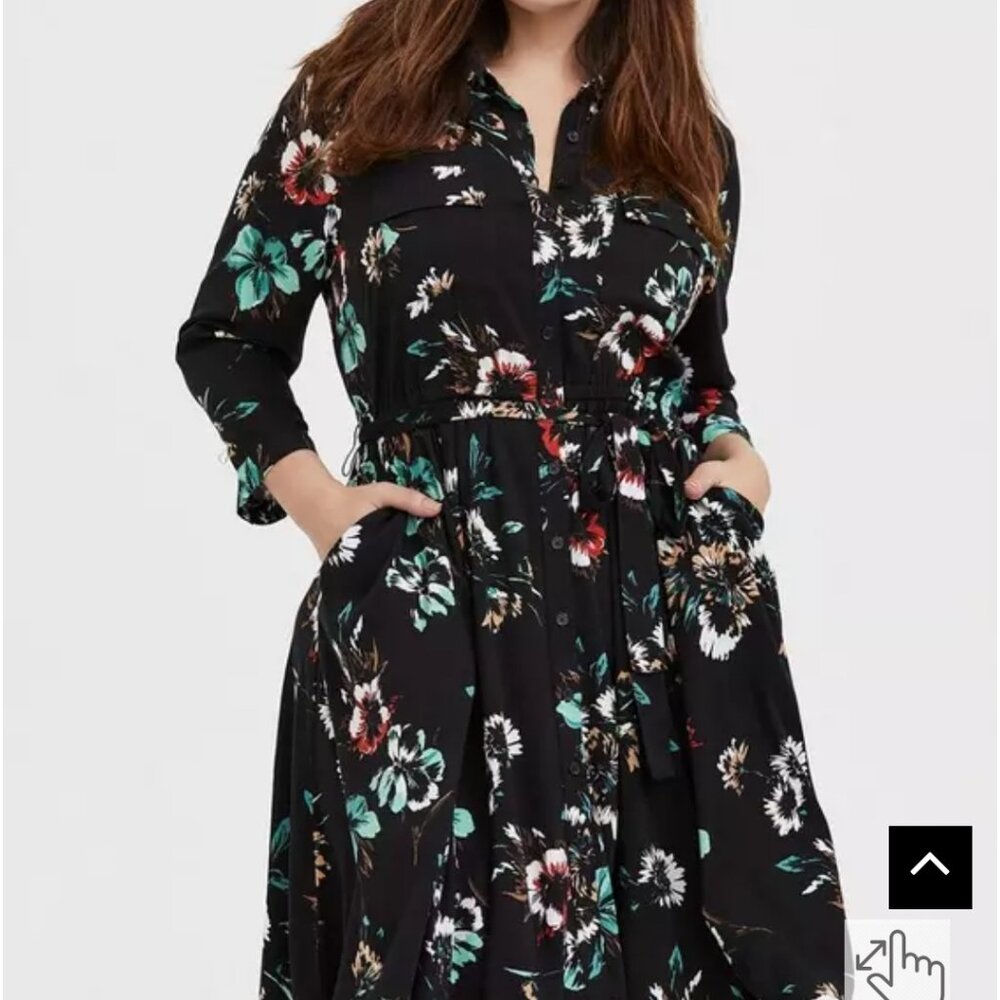 Mini challis shirt dress